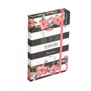 Notes FlowEasy Kwiaty A6/80/70g kratka, Czerwony z gumką
